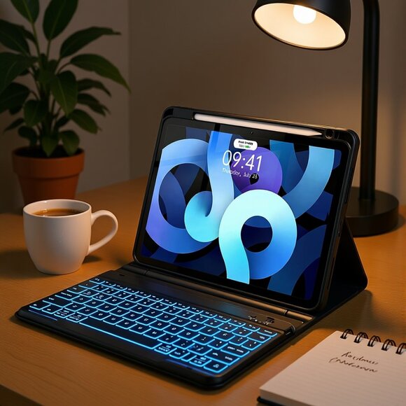 BLUTLOTUS Wireless Keyboard Case iPad Air - Black - Picture 1 of 7